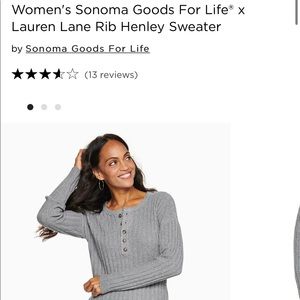 Lauren Lane x Sonoma rib Henley sweater
